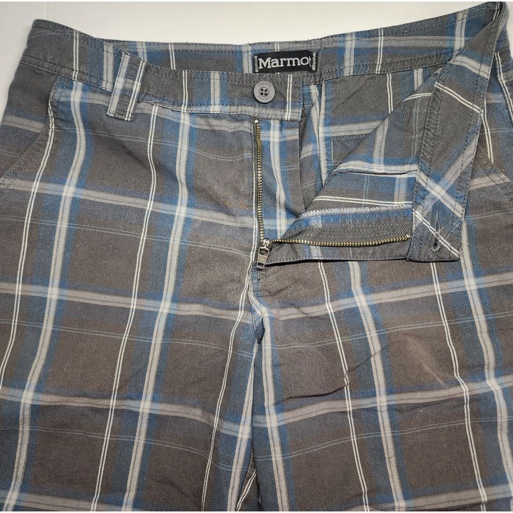 Marmot Mens Size 32‎ Gray/Blue Plaid Chino Shorts